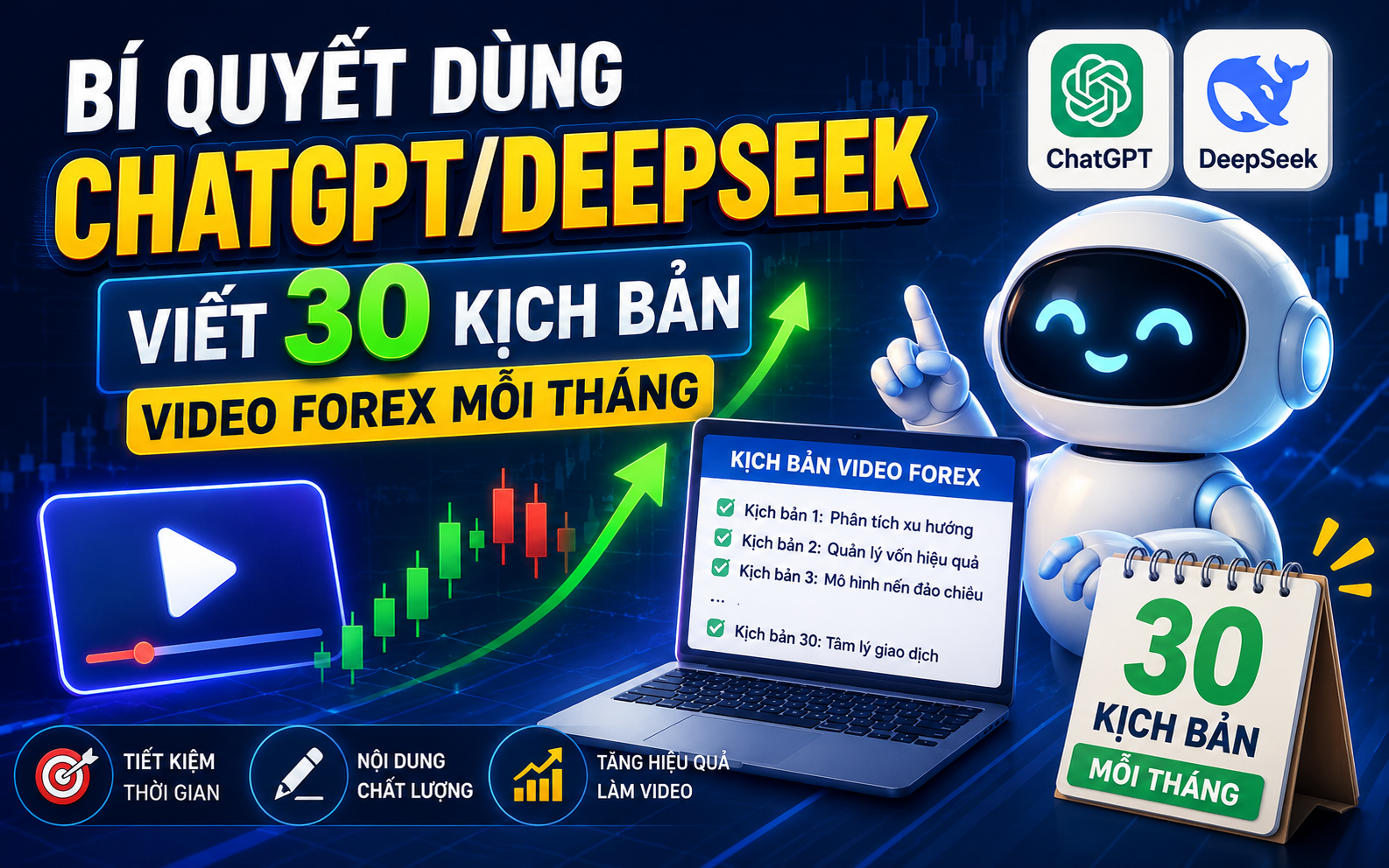 Bí Quyết Dùng ChatGPT/DeepSeek Viết 30 Kịch Bản Video Forex Mỗi Tháng