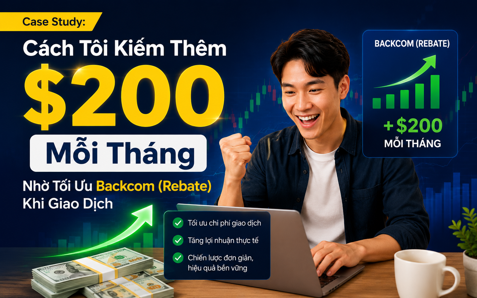 Case Study: Cách Tôi Kiếm Thêm $200 Mỗi Tháng Nhờ Tối Ưu Backcom (Rebate) Khi Giao Dịch